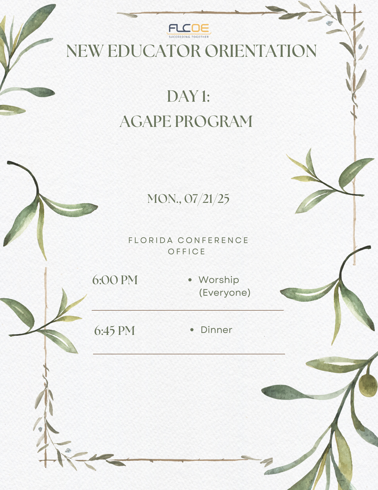 NEO Schedule - July 2025 Schedule of New Educator Orientation